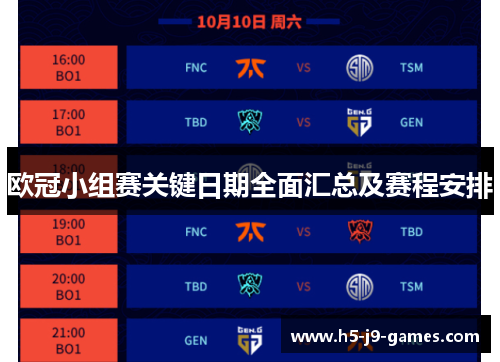 欧冠小组赛关键日期全面汇总及赛程安排